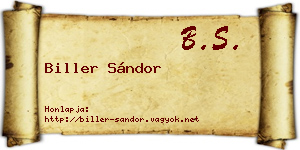 Biller Sándor névjegykártya
